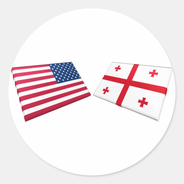 Sticker Rond Drapeaux de la République des États-Unis et de Géo (Devant)