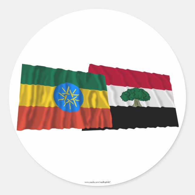 Sticker Rond Drapeaux de l'Éthiopie et de l'Oromia (Devant)