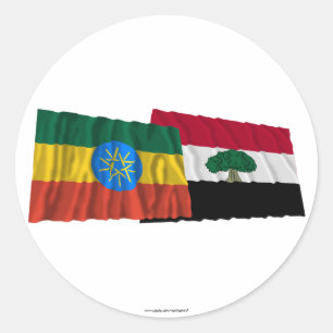 Sticker Rond Drapeaux de l'Éthiopie et de l'Oromia