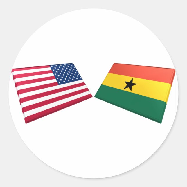 Sticker Rond Drapeaux des États-Unis et du Ghana (Devant)