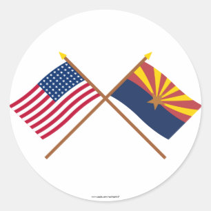 Sticker Rond Drapeaux d'état US 48 étoiles et Arizona