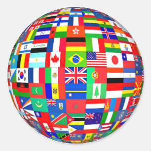 STICKER ROND DRAPEAUX DU GLOBE