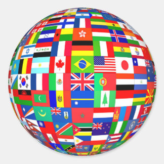 STICKER ROND DRAPEAUX DU GLOBE