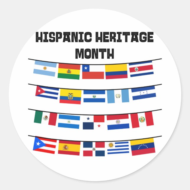 Sticker Rond Drapeaux du Mois du patrimoine hispanique (Devant)