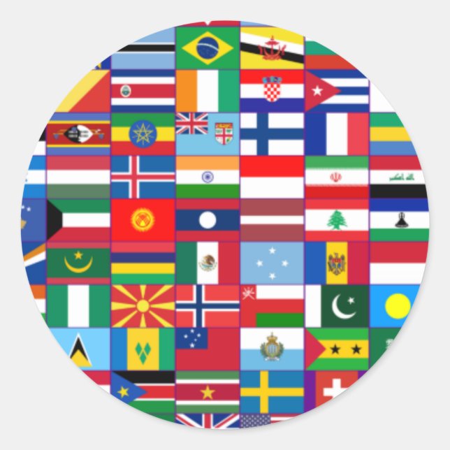 Sticker Rond Drapeaux du monde (Devant)