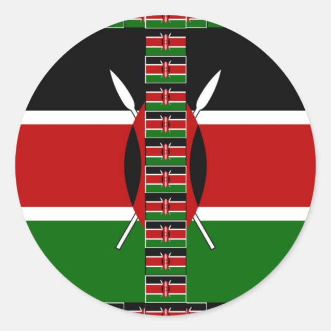 Sticker Rond Drapeaux miniers sans fil du Kenya Frames Art (Devant)