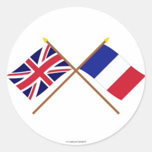 Sticker Rond Drapeaux traversés France et Royaume-Uni