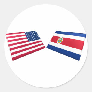 Sticker Rond Drapeaux US et Costa Rica