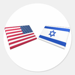 Sticker Rond Drapeaux US et Israël