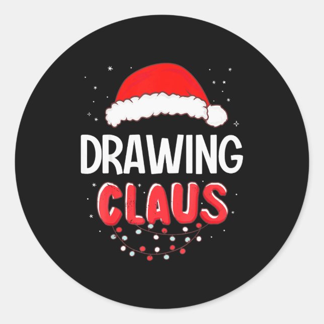 Sticker Rond Drawing Santa Claus Christmas Matching Costume  (Devant)