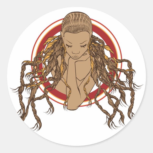 Sticker Rond Dreadlock Girl (Devant)