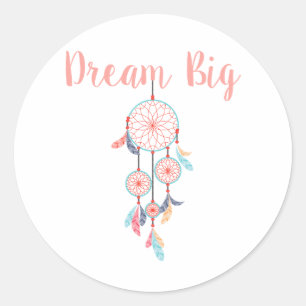 Sticker Rond Dream Big Dreamcatcher Dream Catcher in Peach