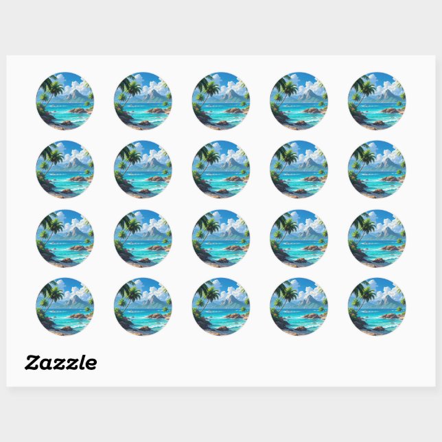 Sticker Rond Dream On, Tropical Paradise, (Feuille)