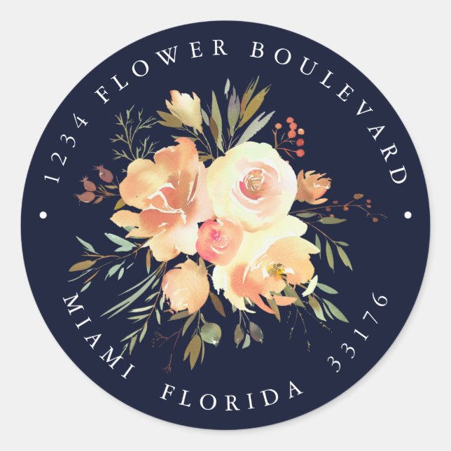 Sticker Rond Dream Peach Mariage de la Marine Adresse de retour (Devant)