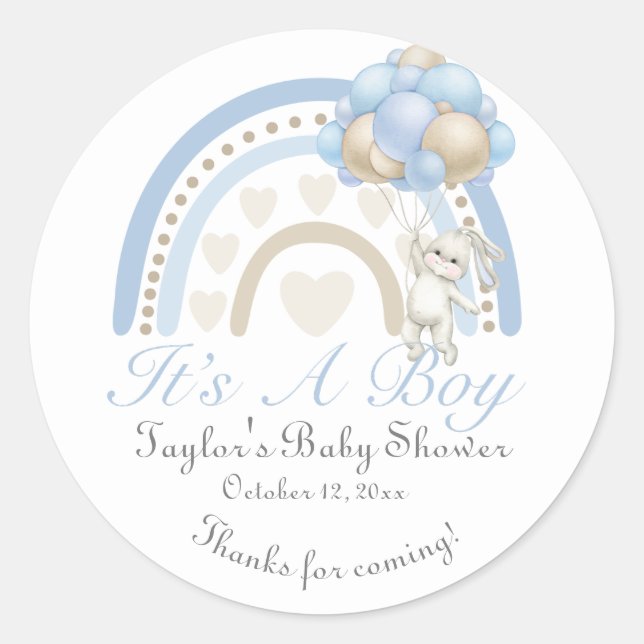 Sticker Rond Dreaming Blue C'est un Baby shower garçon (Devant)