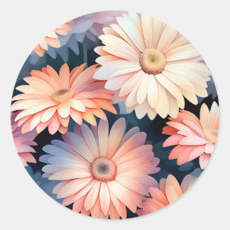 Sticker Rond Dreamy aquarelle Gerbera Daisies Floral