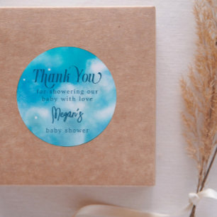 Sticker Rond Dreamy Blue Heaven envoyé Baby shower