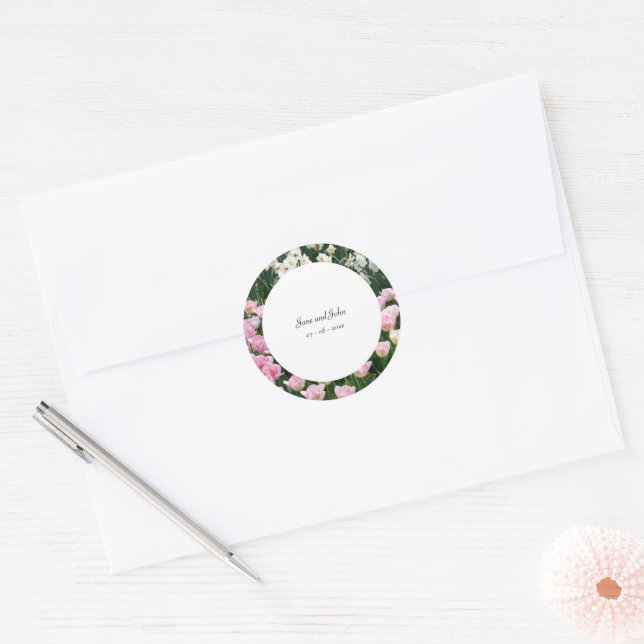 Sticker Rond Dreamy Floral Mariage (Enveloppe)