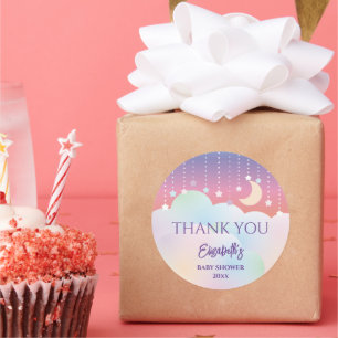 Sticker Rond Dreamy Moon et étoiles Baby shower Merci