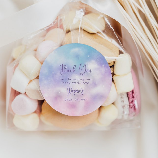Sticker Rond Dreamy rose violet nuage 9 Baby shower Favoriser (Créateur téléchargé)