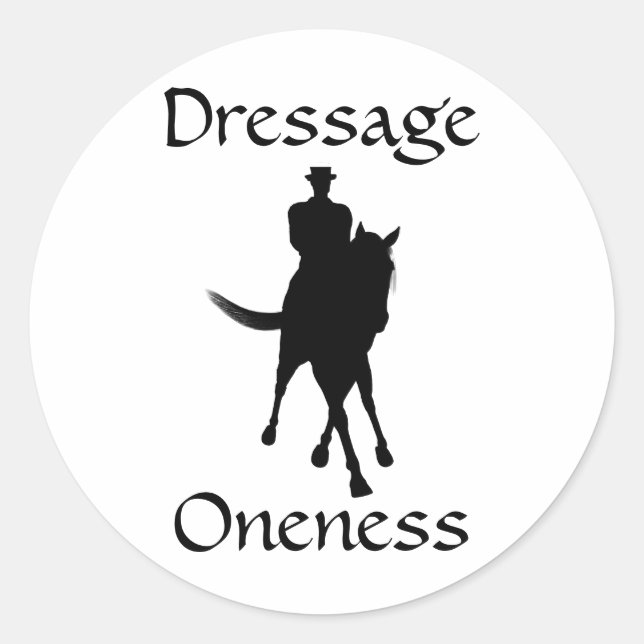 Sticker Rond Dressage Est Un Seul Cheval Et Rider (Devant)