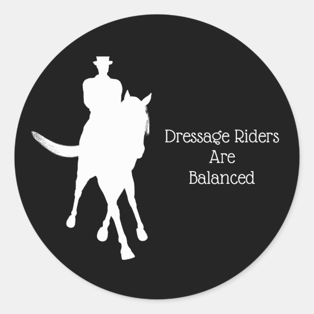 Sticker Rond Dressage Les Voyageurs Sont Équilibrés Cheval Blan (Devant)