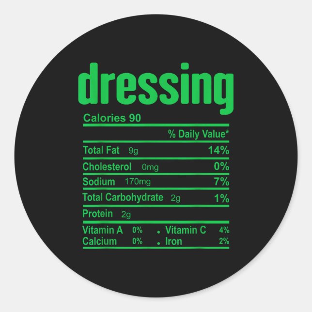 Sticker Rond Dressing Nutrition Facts Family Matching Christmas (Devant)