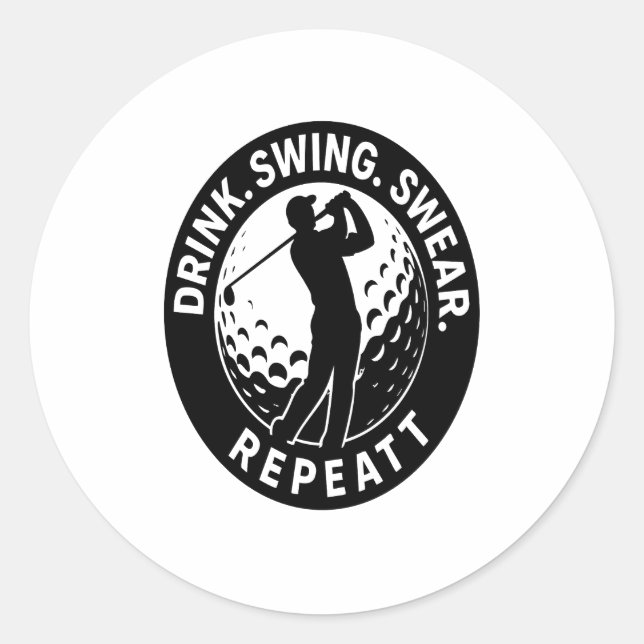 Sticker Rond Drink Swing Sweat Repeat Golf (Devant)