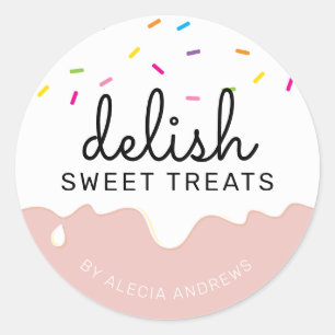 Sticker Rond DRIPS FROSTING DE PARTI mignonnes arroses blanches