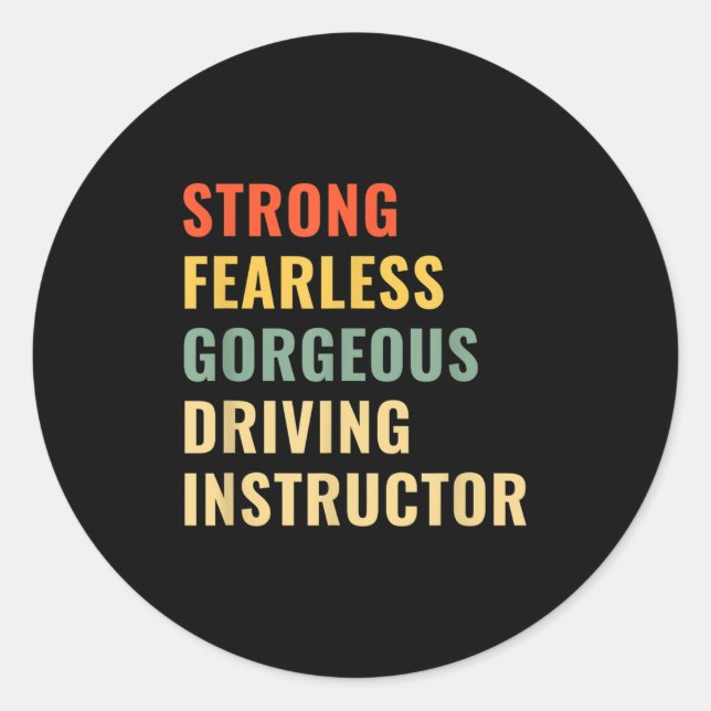 Sticker Rond Driving School Teacher Driving Instructor  (Devant)