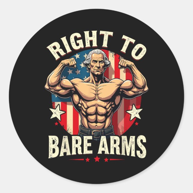 Sticker Rond Droit À L'Arme Nue George Washington Bodybuilder G (Devant)