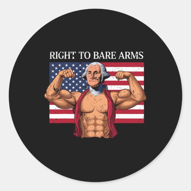 Sticker Rond Droit À L'Arme Nue George Washington Bodybuilder G (Devant)