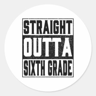 Sticker Rond Droit devant la sixième année drôle 2025 6e Gradua