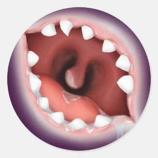 Sticker Rond Droite Rabide Bouche Zombie