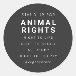 Sticker Rond Droits des animaux végétaliens Typographie minimal