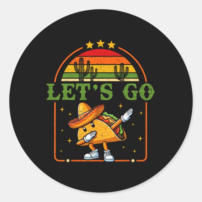 Sticker Rond Drôle 4 juillet Patriotic Dabbing Taco Meme Let' (Devant)