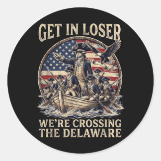 Sticker Rond Drôle 4 juillet pour traverser le Delaware