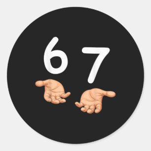 Sticker Rond Drôle 67 Mains Six Sept Mème Numéro 6 Et 7 Gen A