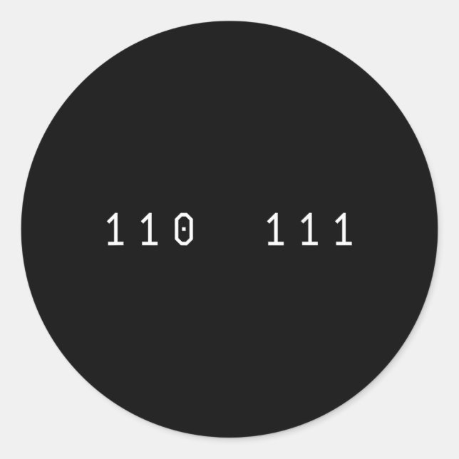 Sticker Rond Drôle 67 Mème Code Binaire Informatique Nerd Sl (Devant)