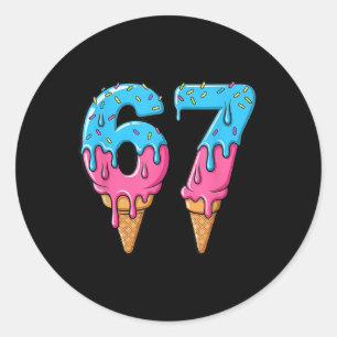 Sticker Rond Drôle 67 Mème Glace Goutte Six Sept Génération Z 