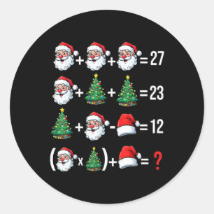 Sticker Rond Drôle 67 Mème Santa Prof de Maths Noël Pyjama