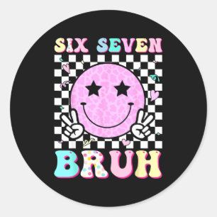 Sticker Rond Drôle 67 Mème Visage Heureux 6-7 Garçons Enfants A