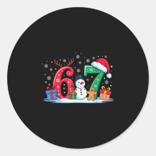 Sticker Rond Drôle 67 Noël 6 7 Six Sept Mème 6 7 Correspondant