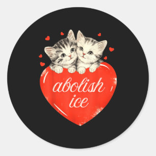 Sticker Rond Drôle abolir la glace, mignon chat valentines femm