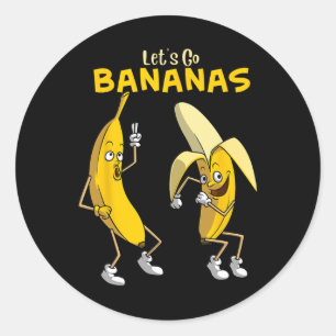 Sticker Rond Drôle Allons-y Bananes Cadeaux Enfants Garçons Fil