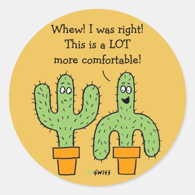 Sticker Rond Drôle American Southwest Cactus Cartoon (Devant)