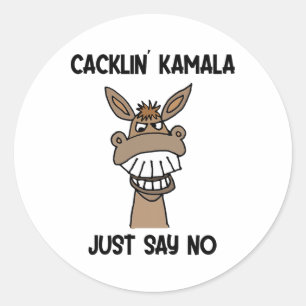 Sticker Rond Drôle Anti Kamala Harris riant âne