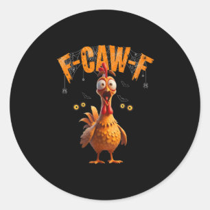 Sticker Rond Drôle araignée Web poulet F-caw-f