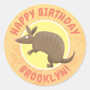 Sticker Rond Drôle armadillo joyeux dessin animé