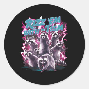 Sticker Rond Drôle Autiste Racoon Autisme Mème Rizz Em Avec